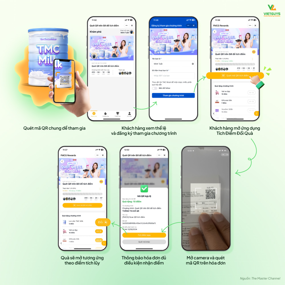 Quét mã QR trên sản phẩm.